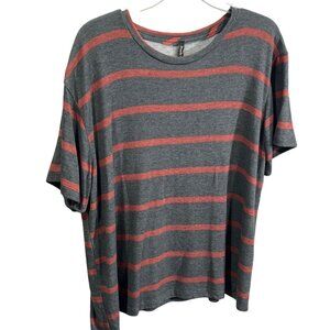 Hawks Bay Gray & Red Striped Short Sleeve T-Shirt XL Lightweight Casual USA-Made